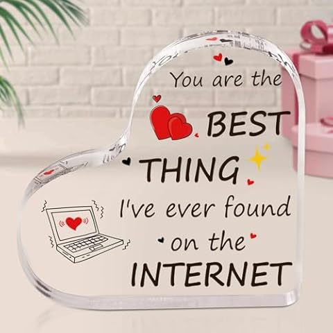 Valentine's Day Gifts for Her, Romantic Acrylic Heart Keepsake Anniversary Birthday Gifts for Her Him Girlfriend Boyfriend Wife Husband, Couples Love Gifts for Her Cover