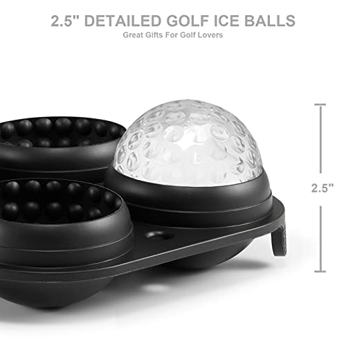 ACOOKEE Novelty Golf Gifts Ball Ice Maker Mold, 2.5" Large Sphere Round Ice Cube Mold for Cocktails, Whiskey, Bourbon Chilling, 4 Hole Fun Shapes Big Silicone Circle Ice Cube Trays w/Funnel — view 4