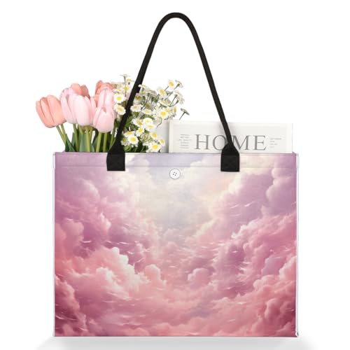 Pink Cloud Sun Tote Bag for Women Large Beach Bag Reusable Tote Bags for Work Travel Beach Shopping3