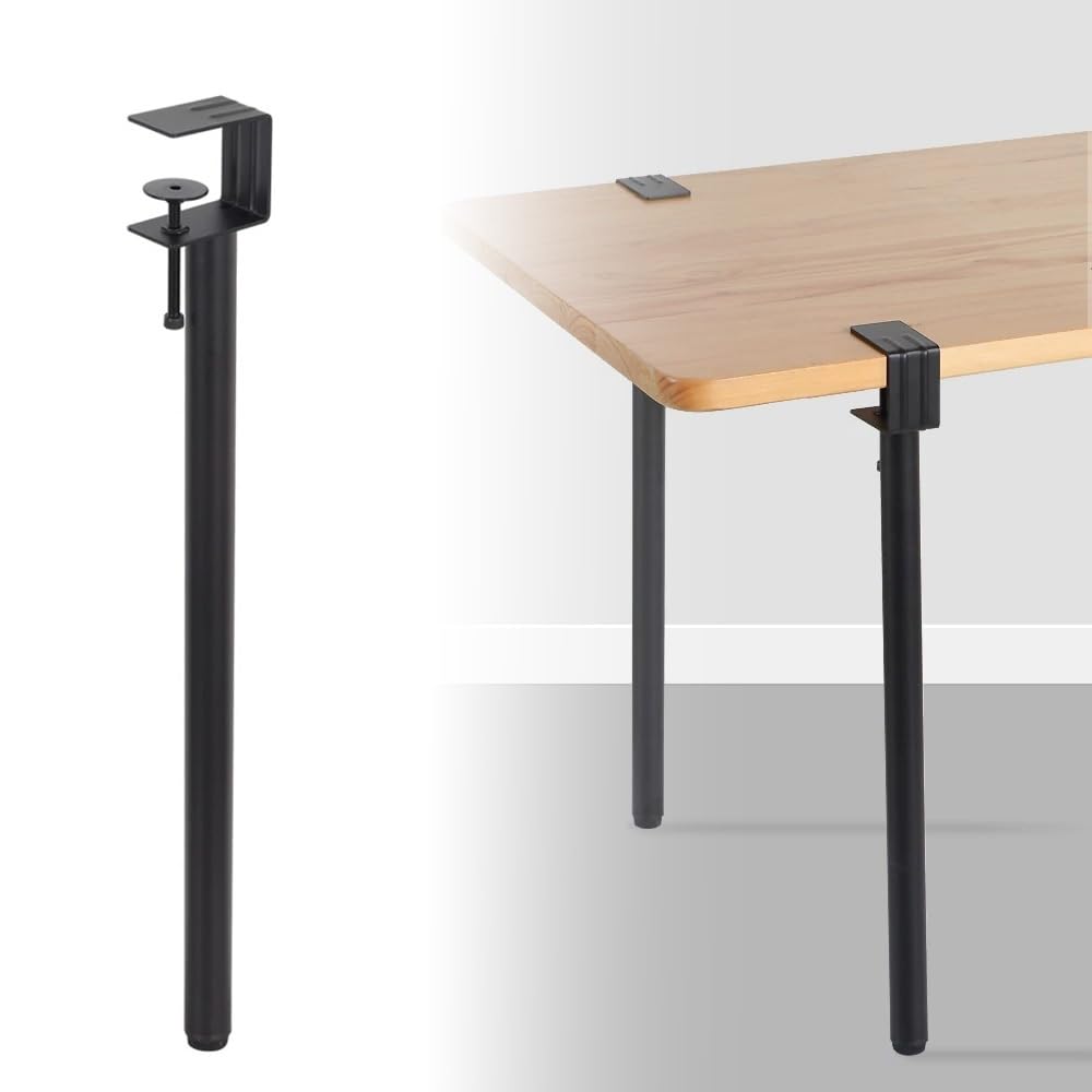 GSKFXJ Adjustable Metal Table Legs, 28in Adjustable Fit Table Clamp Legs With Foot Pads, Replacement Countertop Legs For Dining Office Coffee Desk(65cm/26in)