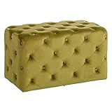 4241 Lola Home Banco capitoné de Terciopelo de 70x37x40 cm (Verde)