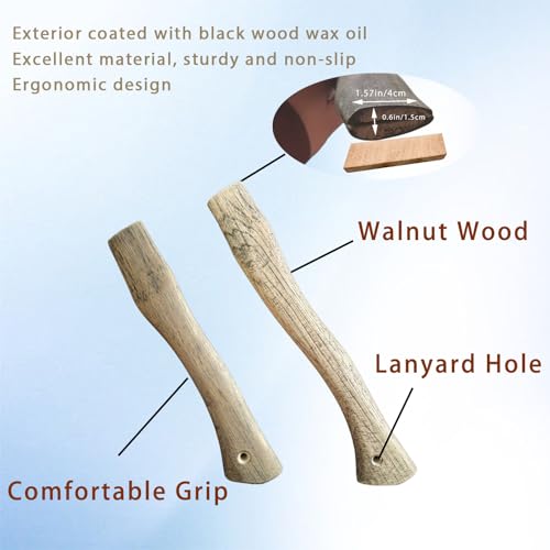 Hickory Axe Handle Replacement, 13in+11in Hatchet Handle Replacement for Camping Gardening Axe