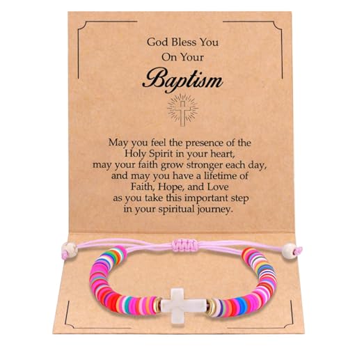 Image of Kvekstio Christian Gift, Cross Charm Colorful Beads Bracelet with Blessing Prayer Card Gift, Women's Faith-Inspired Jewelry