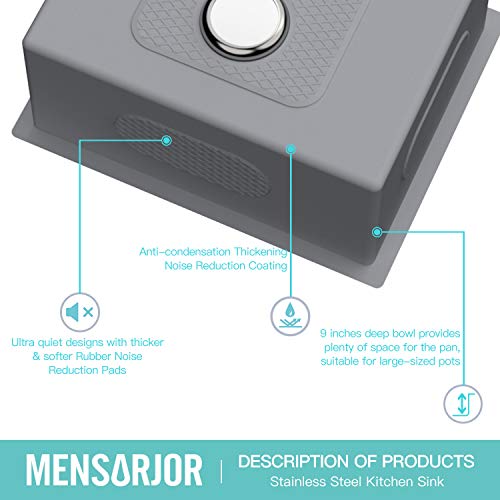 Mensarjor Undermount Sink， 27" X 18" Single Bowl Kitchen Sink Undermount Stainless Steel Kitchen Sink, Bar Or Prep Kitchen Sink #TOP5