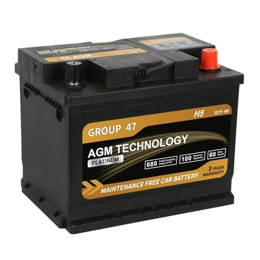 Daakmax Platinum AGM Car Battery Group Size 47 H5, 12V 60Ah, 680 CCA, 100 RC, Rechargeable Start-Stop Automotive Battery with 36-Month Warranty