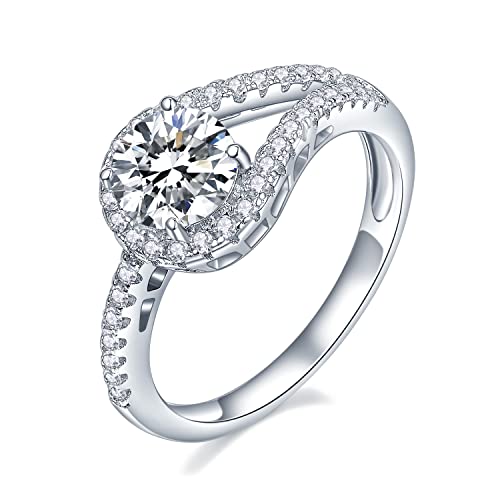 Frauen Silber Ringe 925 Damen Ringe Sterlingsilber Zirkonia für Valentinstag Muttertag Schmuck Geschenk für Frauen Freundin Ehefrau Trauringe Hochzeitsringe Antragsringe (Klar, 19) Cover