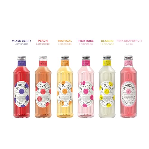 Image of Sepoy & Co. Sparkling Lemonades Tasting Pack (Pack of 12 X 200ml) | Low Calorie | Assorted Lemonades | Premium Cocktail Mixers | Flavoured & Aerated Drink