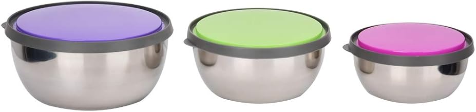 Tigela de mistura de aço inoxidável, tigelas de cozinha com tampas, conjunto de tigelas de aço inoxidável com tampa para crianças, adultos, kit de almoço de salada