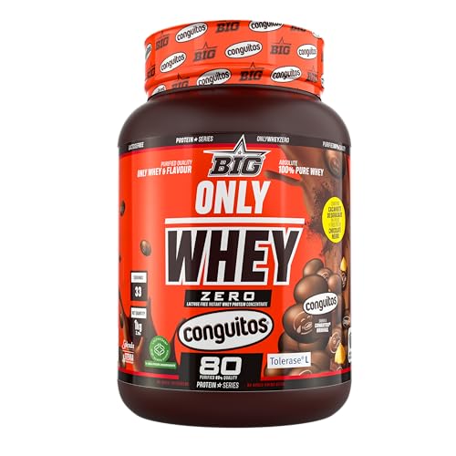 BIG - Proteinas Whey - Proteina en Polvo para Desarrollo de Masa Muscular y Recuperación - Materia Prima Premium - Whey Protein Sin Lactosa, Sin Azúcar, Sin Grumos (1Kg, Conguitos)