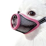 Dog Muzzle, Soft Mesh Muzzles for Small Dogs, Chihuahua Yorkie Pom, Short Snout Mouth Guard for Barking Biting Grooming, Breathable Adjustable Puppy Muzzle (Cherry Red, XXS)