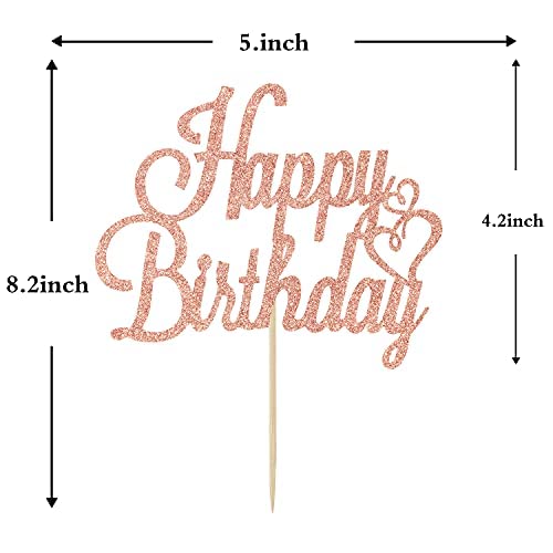 Rose Gold Glitter Happy Birthday Cake Topper, Birthday Party Decorations Supplies #TOP5