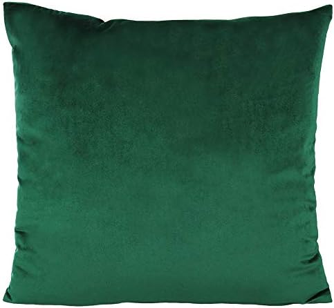 VAKADO Dark Green Green Velvet Pillow Cushion Covers Decorative Christmas Emerald Cushion Cases Cozy Soft Solid Square Home Decorations for Car Couch Sofa Bedroom Office 18"x18" Set of 2