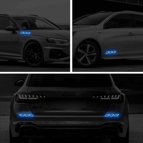 Image of Car Reflective Safety Stickers for Cars & Bikes, Side Fender Bumper, Night Visibility Warning Tape Waterproof High Intensity Reflector Decal Universal Fit (Set of 6, Blue)