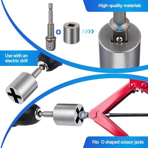 Adaptateur cric ciseaux robuste pour levage rapide à la perceuse manuelle
