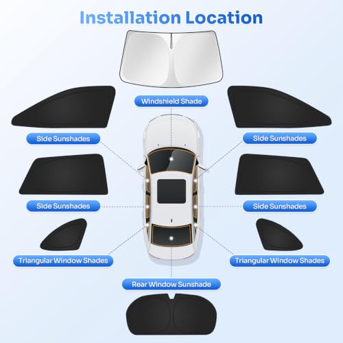 Image of Canvcle Window Shades for 2020-2025 Subaru Outback Accessories Windshield Sun Shade Side Rear Window Covers Sunshade Sun Visor Shield Privacy Protection for Camping Keep Vehicle Cool Black 8PCS