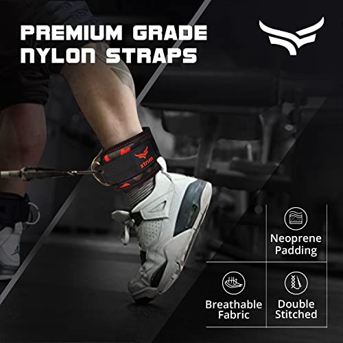 Image of XTRIM Unisex Ankle Straps with Metal D-Rings for Cable Machine, Orange | With Padded Support, For Glutes Workouts, Curls & Hip Abductors