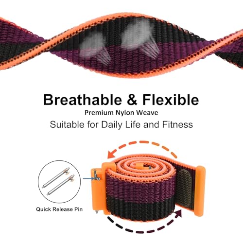 Image of WOCCI Adjustable Nylon Sport Watch Bands with Hook and Loop Fastener, Quick Release Watch Straps for Men and Women, Band Width 18mm 20mm 22mm