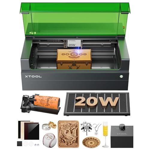 xTool S1 20W Laser Cutter and Laser Engraver for Tumblers, 23.93" x 15.16" Bed Size, 600mm/s Speed, Laser Engraving Machine, Laser Engraver for Wood and Metal, Acrylic, Big Project - Rotary