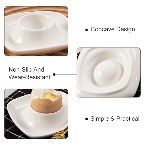 Sertay 6 Stück Eierbecher Porzellan Weiß, Ablage Eierständer, Eierbecher Weiß Eckig, Ablage Eierständer Egg Cup, Eierbecher Set, Eierbecher Keramik, Geeignet für Eier, Obst, Nüsse Oder Snacks – Bild 4