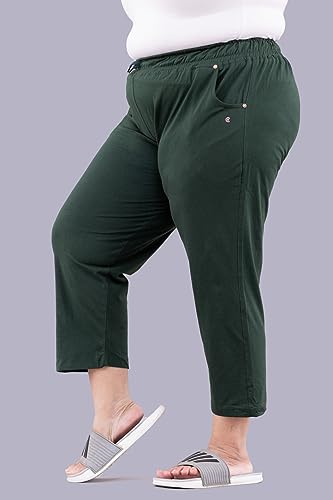 Image of CUPID Woman's Plus Size Plain Cotton Half Pant, 3 /4th Sports n Casual Night Short Pant, Knee Length Indoor n Outdoor Capris for Ladies