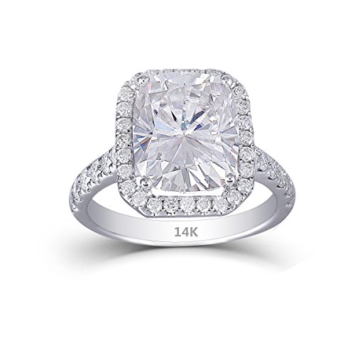 Preisvergleich Produktbild DOVEGGS - 14K White Gold Weißgold Kissenschliff G-H Moissanit