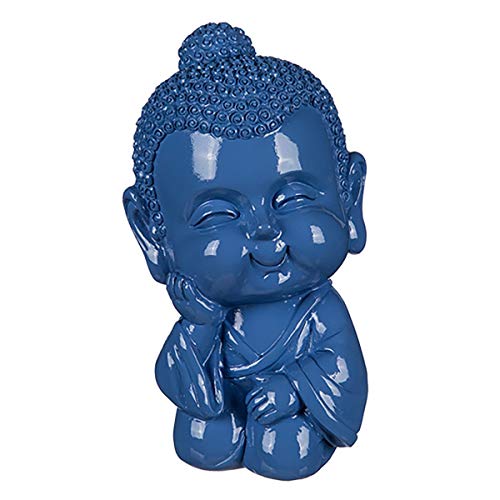 Spardose Baby Buddha, 3 Farben zur Auswahl, aus Polyresin mit Kunststoffverschluss, kleine Sparbüchse als Dekofigur, Sparschwein-Ersatz oder Geldgeschenk-Verpackung, Maße: 13,5 x 8 x 8 cm, Farbe:blau Cover