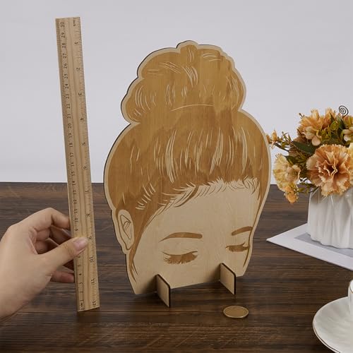 FINGERINSPIRE Wood Headband Display Cards Blanched Almond Hair Tie Holder Ear Warmer Prop Display Card Hair Bands Organizer Head Shaped Wooden Hair Band Display Stands Display Stands for Selling - Image 3
