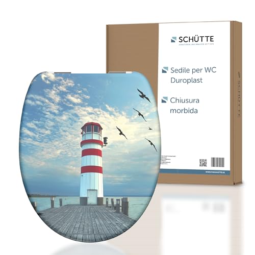SCHÜTTE Sedile WC LEUCHTTURM con sistema di abbassamento automatico, adatto per tutti i comuni WC in commercio, sedile WC (carico massimo 150 kg)