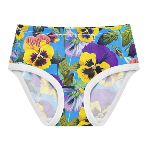 Cotton Toddler Girls Underwear Purple Yellow Pansy Flowers Blue Cute Panties Girl Print Kids Undies Briefs 2t