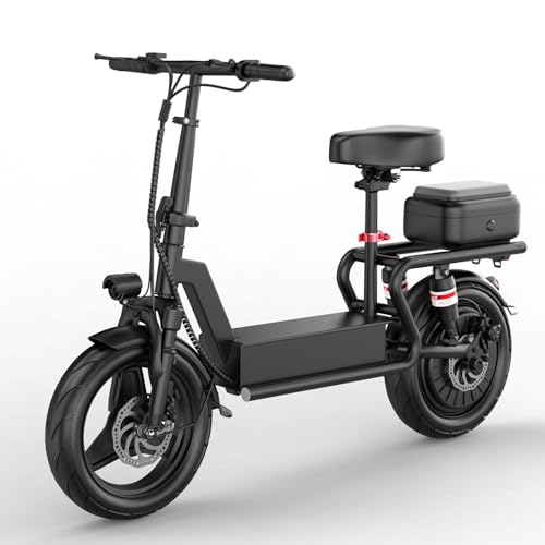 Image of 14 inch Folding Electric Bike for Adults, 500W Motor, 25 MPH Top Speed, 48V 15Ah Battery, 35 Miles Range, Tubeless Tires, Rear Drive E-Bike, Dual Disc Brakes, Compact Commuter Bicycle