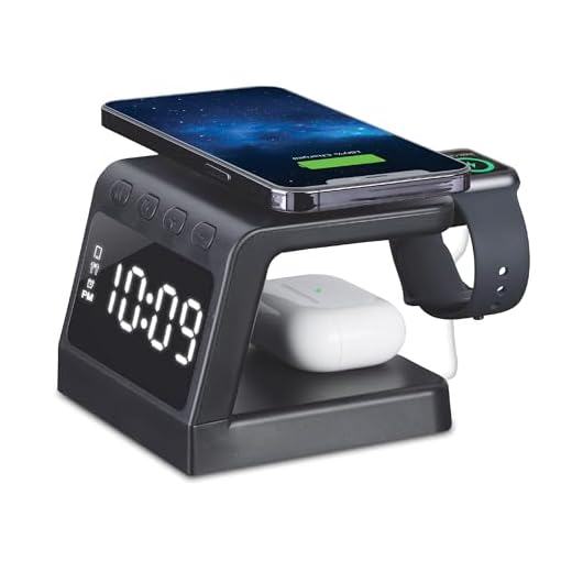 Timex Alarm Clock with Fast Wireless Charging Station for iPhone and AirPods - Black (TWW30B)