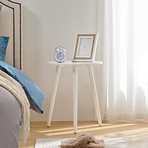 Apicizon Round Side Table, White Nightstand Coffee End Table For Living Room, Bedroom, Small Spaces, Easy Assembly Modern Home Decor Bedside Table With White Wood Legs, 16.5 X 20.5 Inches #TOP6