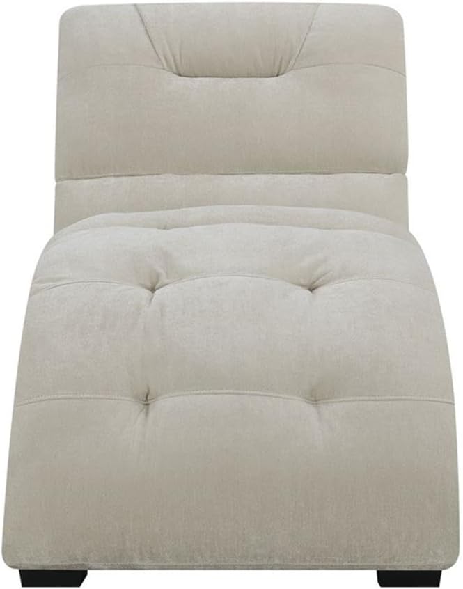 BOWERY HILL Mid-Century Upholstered Chaise Lounge Chair, Beige Microfiber Fabric, Square Tufting, Transitional Indoor Sofa Couch for Living Room Leisure Seating, 300 lbs. Capacity
