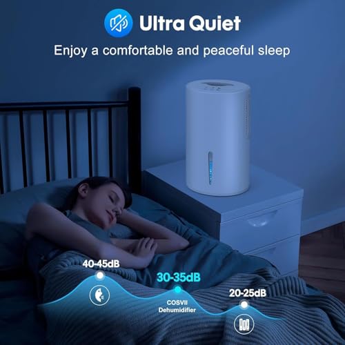 Small Dehumidifier for Bedroom up to 1000 Sq.Ft, 68 OZ Water Tank Dehumidifier for Home with Auto Shut-Off, Mini Dehumidifier with 7 Color LED Lights for Bathroom, Basement, Closet, Garage, RV by AGRUOO - Image 8