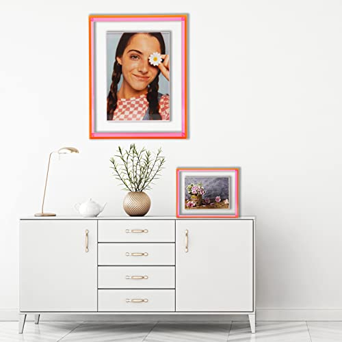 Happydino 4X6 Floating Frame Acrylic Neon Picture Frame Freestanding Translucent Colored Decorative Photo Frame For Wall Mounting Tabletop Desk Gallery Display, Neon Pink #TOP5