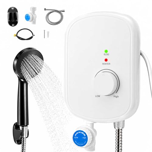 Chauffe-eau instantané 5500W 230V, mini chauffe-eau pour douche, étanche IPX4, chauffe-eau électrique sous évier avec affichage LED de la température 30-52°C pour salle de bain et cuisine (Blanc)