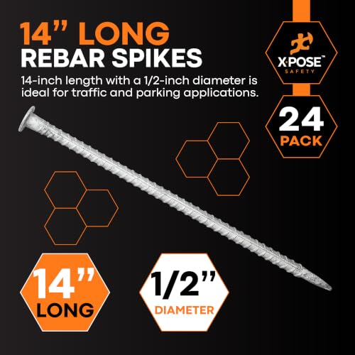 Image of 14 inch Galvanized Rebar Stakes for Parking Stops & Speed Bumps, 24 Pack