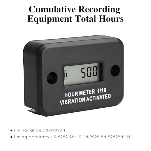 NInE-ROnG Vibration Digital Hour Meter Self-Powered Gauge Waterproof IP68 for Air Compressor Mini Tractor Snow Blower (Black)