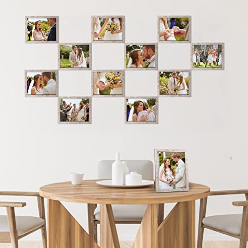 Giftgarden 8X10 Picture Frame Distressed Beige White Set Of 12, Multi Rustic Wood Grain 8 By 10 Photo Frames Bulk For Wall Or Tabletop Display #TOP3