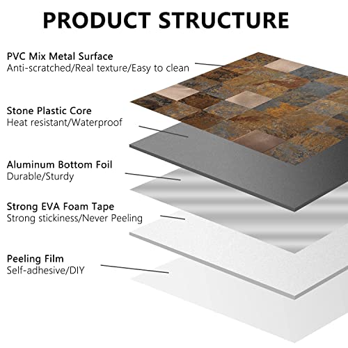 Stickgoo Stick On Backsplash For Kitchen, Pvc Mixed Metal Backsplash Tile For Kitchen Peel And Stick (10 Sheets, Brown) #TOP5