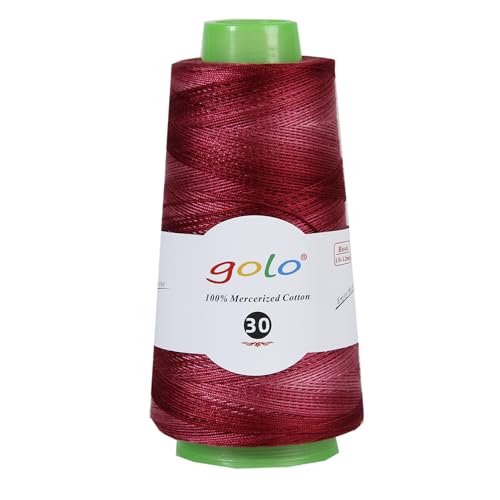 Image of golo Crochet Thread Size 30 Cone Yarn1.67oz /540yd Yarn for Hand Kniting,Tatting,Crocheting D74-Red