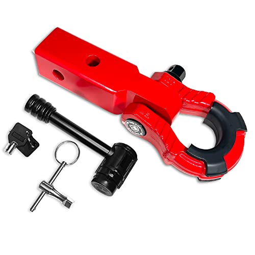 GearAmerica 2"x2" Uber Hitch Receiver - Heavy Duty Steel for Class 4 Vehicles - Safe and Strong Anchor Point for 4x4s, Trucks, and SUVs - 10 Ton WLL, 20 Ton MBS - Red