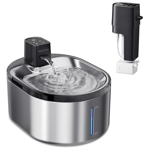 Smartoo Wireless Stainless Steel Cat Water Fountain with a Replacement Pump and Host Cover