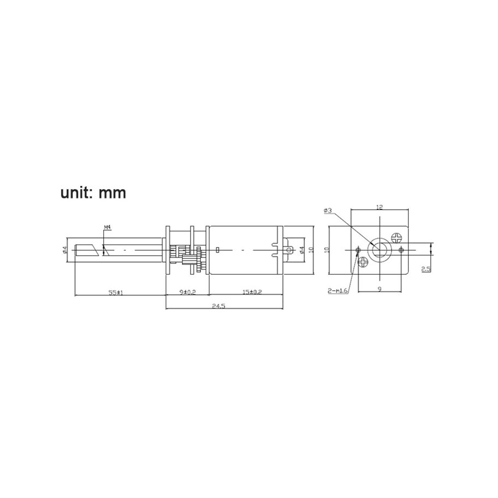 Mikromotoreduktor GA12-N20 3V DC M4*55