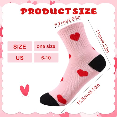 Jspupifip 8 Pairs Kids Girls Pink White Crew Athletic Socks with Retro Stripes Hearts2
