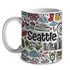Lotacy Seattle Symbols Colorful 2D Coffee Mug With Flag, Seattle Ceramic Mug 11oz Coffee Mug, Seattle Souvenirs and Gifts #1