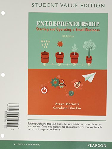 Entrepreneurship: Starting and Operating A Small Business, Student Value Edition Plus MyLab Entrepreneurship with Pearson eText -- Access Card Package (4th Edition)