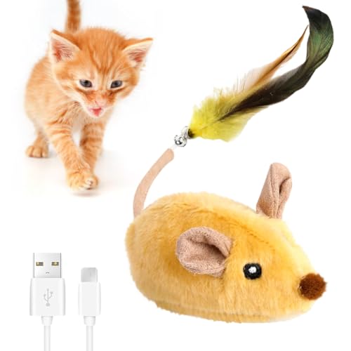 Zinueen Katzenspielzeug Elektrisch Spielmaus, Magic Maus Katze, Interaktives Katzenspielzeug Mäuse mit Federschwanz und Glocke, USB-Aufladung, für Katzenauslauf und Gegen Langeweile Zinueen Katzenspielzeug Elektrisch Spielmaus, Magic Maus Katze, Interaktives Katzenspielzeug Mäuse mit Federschwanz und Glocke, USB-Aufladung, für Katzenauslauf und Gegen Langeweile