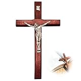 Taille idéale et suspension facile : avec une taille de 20 × 11,5 cm, cette croix murale en bois est compacte, légère mais accrocheuse. Grâce aux trous de suspension intégrés, le crucifix peut être facilement fixé à n'importe quel mur, que ce soit dans le salon, la chambre ou la salle de prière. Il s'intègre harmonieusement dans n'importe quel environnement et donne à votre pièce une atmosphère spirituelle et élégante