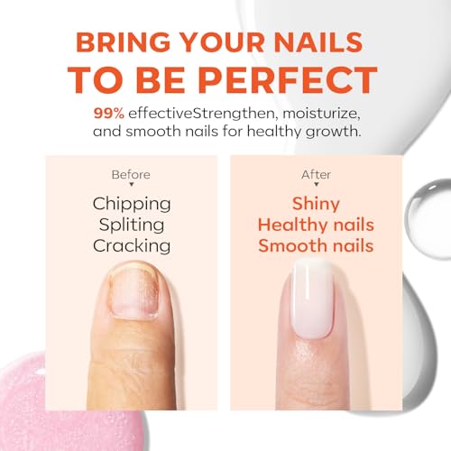 modelones Nail Strengthener, Milky White Nail Polish Nail Repair for Damaged Nails Hardener Quick Dry Nail Growth Polish Natural Nail Concealer Foundation Strengthening Polish Gifts for Women 15ml - Image 5